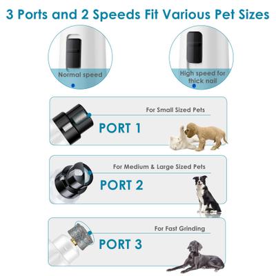 LED Light Electric Dog & Cat Nail Grinder, White