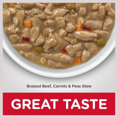 Senior Adult 7+ Healthy Cuisine Hearty Beef, Carrots & Peas Stew Wet Dog Food, 12.5-oz can, case of 12