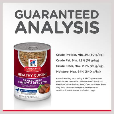 Senior Adult 7+ Healthy Cuisine Hearty Beef, Carrots & Peas Stew Wet Dog Food, 12.5-oz can, case of 12