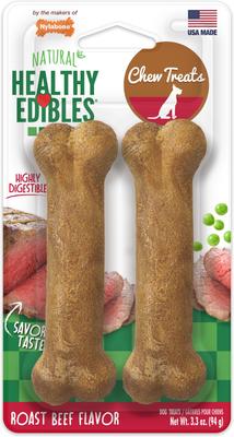 Healthy Edibles All-Natural Long Lasting Roast Beef Dog Chew Treats, Small, 2 count