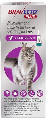 Plus Topical Solution for Cats, >13.8-27.5 lbs, (Purple Box), 1 Dose (2-mos. supply)