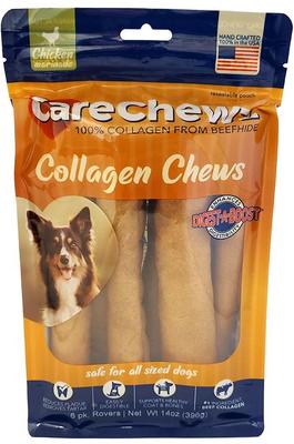 CareChewz Collagen Rovers - Golosinas masticables para perros con sabor a pollo (23 cm), 6 unidades