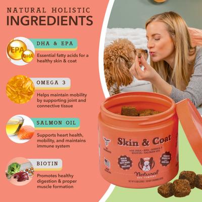 Skin & Coat Omega-3 Salmon & Pea Flavored Soft Chew Supplement for Dogs, 90 count