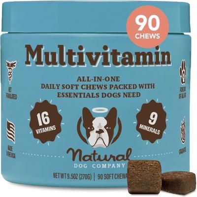 Suplemento masticable multivitamínico suave con sabor a mantequilla de maní y tocino para perros, 180 unidades