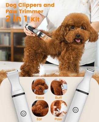 X2+N5 2-in-1 Cordless Stainless Steel Low-Noise Dog & Cat Grooming Clipper & Paw Trimmer Kit