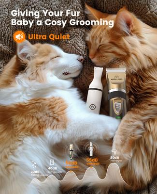 X2+N5 2-in-1 Cordless Stainless Steel Low-Noise Dog & Cat Grooming Clipper & Paw Trimmer Kit