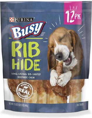 Rib Hide, Long-Lasting Small/Medium Dog Treats, 6 count pouch