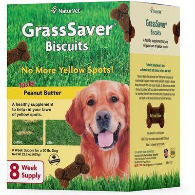 NaturVet, GrassSaver Biscuits, galletas con DL-metionina y yuca para cuidado urinario de perros, sabor mantequilla de cacahuate, 315 / 629 g
