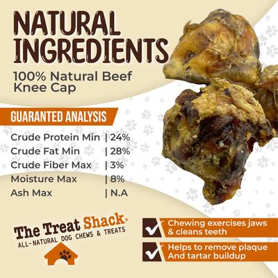 Meaty Beef Knee Cap Bone Natural Dog Chew Treats, 4 count