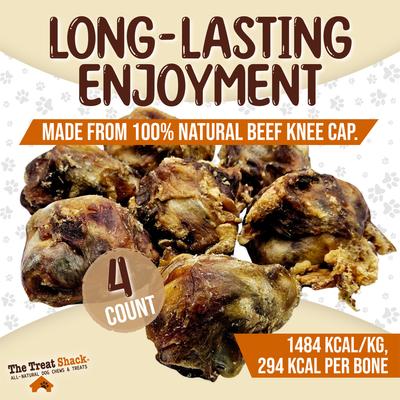 Meaty Beef Knee Cap Bone Natural Dog Chew Treats, 4 count