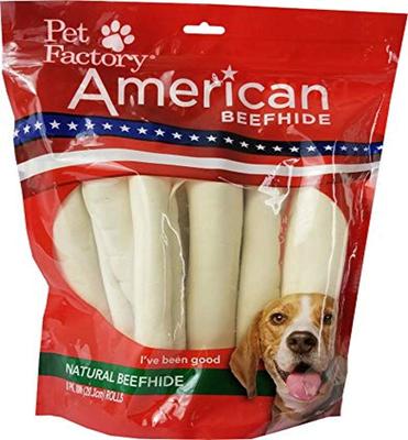 American Beefhide 8 to 9-inch Rolls Natural Flavored Chewy Dog Treats, 8 count