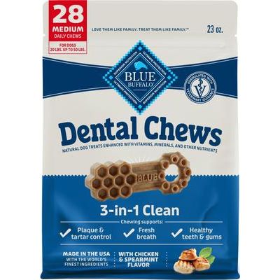 Masticables dentales para perros de tamaño mediano, de pollo natural y menta verde, 14 unidades