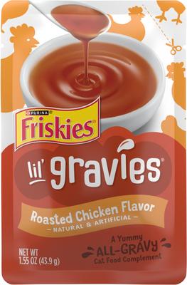 Complemento alimenticio para gatos con sabor a rosbif Lil' Gravies, bolsa de 1.55 oz, caja de 16