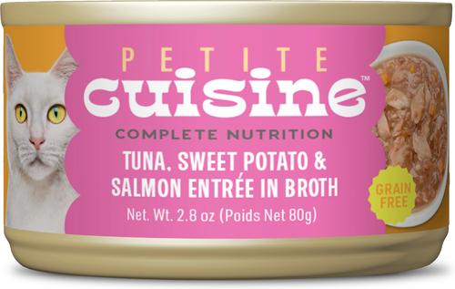 Tuna, Sweet Potato & Salmon Entrée in Broth Grain-Free Wet Cat Food, 2.8-oz can, case of 24