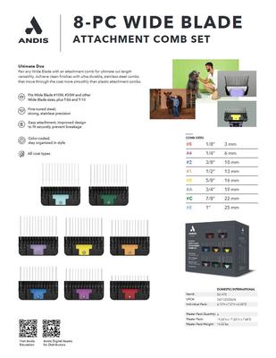 Wide Blade 8-Piece Dog, Cat & Small Pet Grooming Combs