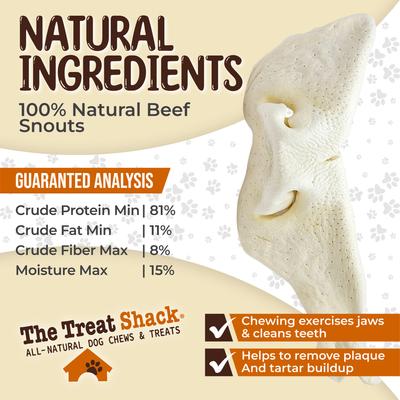 8 to 9-in Beef Snouts Natural Dog Chew Treats, Jumbo, 6 count