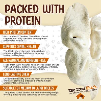 8 to 9-in Beef Snouts Natural Dog Chew Treats, Jumbo, 6 count