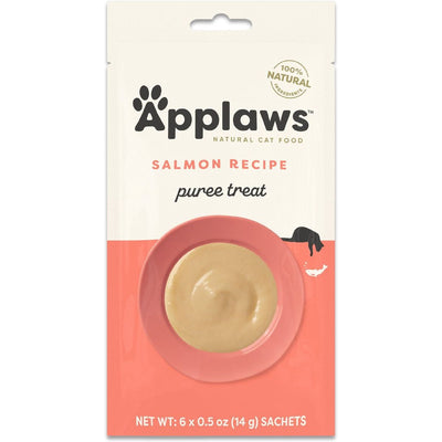 Treats para Lamer, Salmón Puree Lickable. 14 g, caja de 6. - Applaws