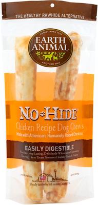 Bundle: Earth Animal No-Hide Large Rolls Long Lasting Natural Rawhide Alternative Beef Recipe Chew Dog Treats, 2 count + Chicken Recipe, 2 count + Salmon Recipe, 2 count