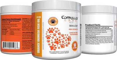 Orange Oximega Fish Oil Skin & Coat Support Smoked Salmon & Chicken Flavor Soft Chews Dog Supplement, 90 count