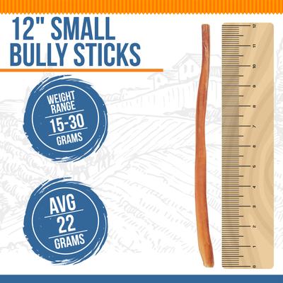 Golosinas delgadas para perros Bully Sticks de 12 pulgadas, paquete de 12