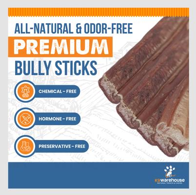 Golosinas delgadas para perros Bully Sticks de 12 pulgadas, paquete de 12