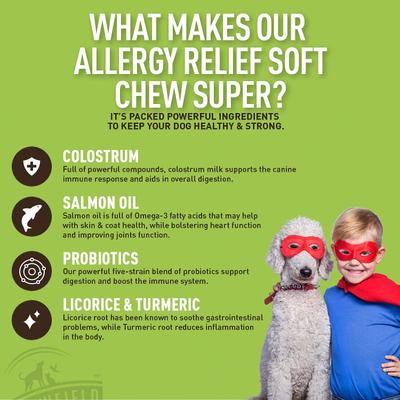 Super Chews Allergy Relief with Colostrum & Probiotics Immune Support Soft Chews Dog Supplement, 90 count