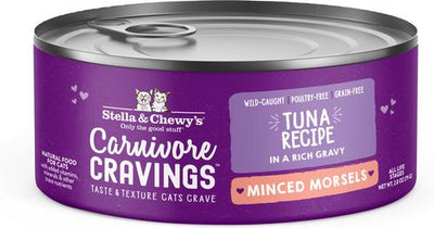 Stella & Chewy's Carnivore Cravings Wild-Caught Tuna Flavored Minced Wet Cat Food, 2.8-oz can, case of 24