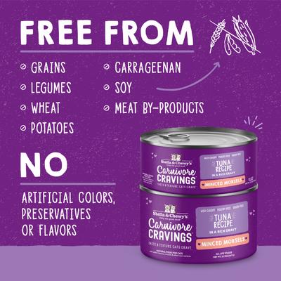 Stella & Chewy's Carnivore Cravings Wild-Caught Tuna Flavored Minced Wet Cat Food, 2.8-oz can, case of 24