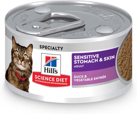 Adult Sensitive Stomach & Sensitive Skin Duck & Vegetable Entree Grain-Free Pate Wet Cat Food, 2.9-oz can, 24 count