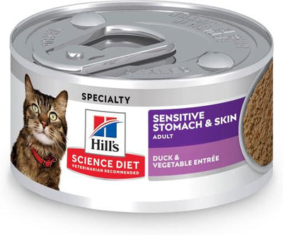 Adult Sensitive Stomach & Sensitive Skin Duck & Vegetable Entree Grain-Free Pate Wet Cat Food, 2.9-oz can, 24 count