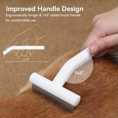 Pet Deshedding Tool for Short-Haired Dogs & Cats, White