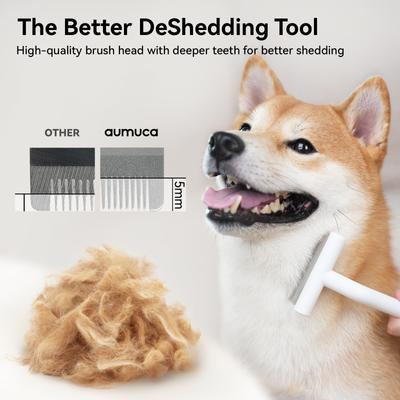 Pet Deshedding Tool for Short-Haired Dogs & Cats, White