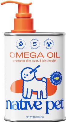 Bundle: Native Pet Vet-Formulated Probiotics & Prebiotic, 8.2-fl oz canister + Omega 3 Fish Oil Skin & Coat Health Dog Supplement, 8-fl oz