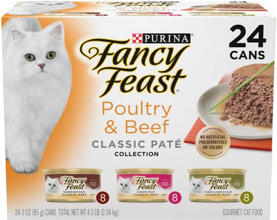 Poultry & Beef Classic Pate Variety Pack Canned Cat Food, 3-oz, case of 24