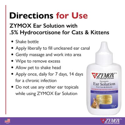 Enzymatic Kitten & Cat Ear Solution with 0.5% Hydrocortisone, 1.25-fl oz bottle
