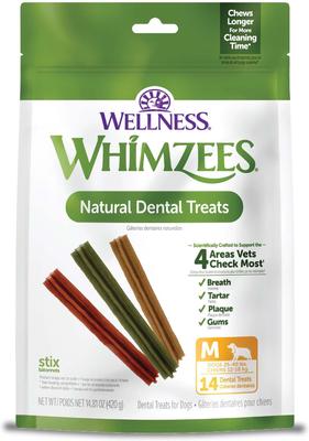 by Wellness Stix Dental Chews Natural Grain-Free Dental Dog Treats, Medium, 14 count