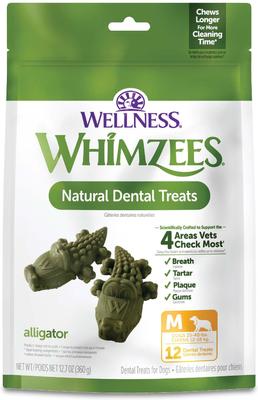 by Wellness Alligator Dental Chews Natural Grain-Free Dental Dog Treats, Medium, 12 count