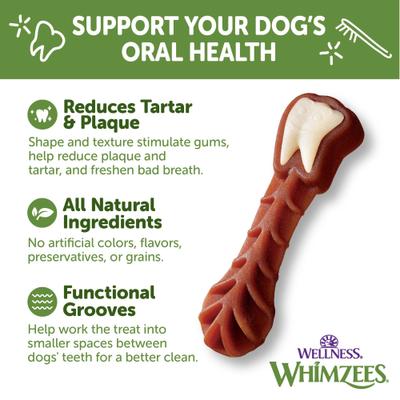 by Wellness Brushzees Dental Chews Natural Grain-Free Dental Dog Treats, Medium, 12 count