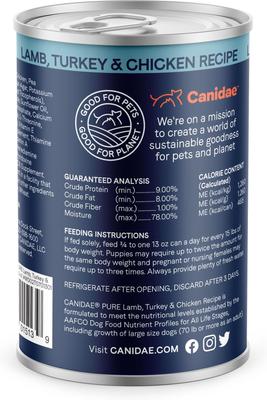 Pure Lamb, Turkey & Chicken Recipe Adult Wet Dog Food, 13-oz, case of 12