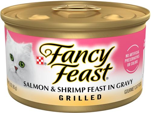 Grilled Salmon & Shrimp Feast in Gravy Canned Cat Food, 3-oz, case of 24