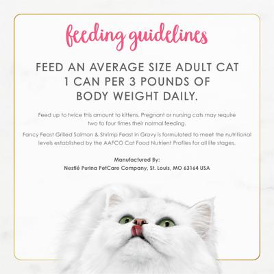 Comida enlatada para gatos con banquete de salmón y camarones a la parrilla en salsa, 3 oz, caja de 24