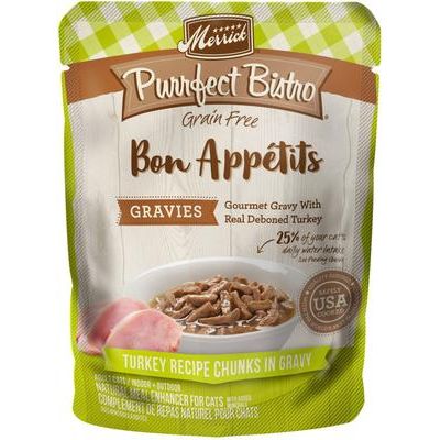 Purrfect Bistro Bon Appetits - Alimento para gatos adultos con pavo sin cereales en trozos en salsa, 85 g (paquete de 24)