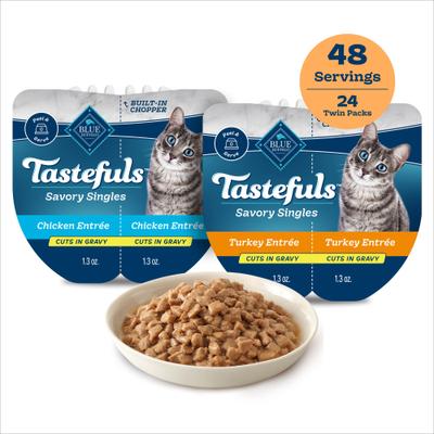 Tastefuls Savory Singles Chicken Entrée Cuts in Gravy Adult Cat Food, 2.6-oz cup, case of 24