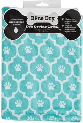 Printed Moroccan Microfiber Dog & Cat Bath Towel, Aqua