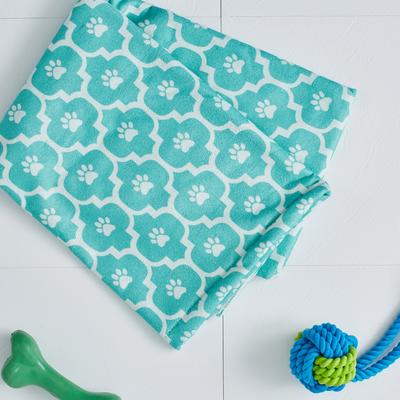 Printed Moroccan Microfiber Dog & Cat Bath Towel, Aqua