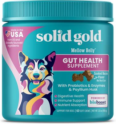 Mellow Belly Probiotic Soft Chews Digestive Supplement for Dogs, 60 count