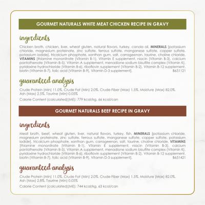 Comida enlatada para gatos Gourmet Naturals Poultry & Beef Variety Pack, 3 oz, caja de 30