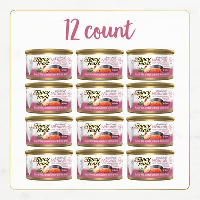 Comida enlatada para gatos Gourmet Naturals con salmón salvaje de Alaska y camarones en salsa, 3 oz, caja de 12