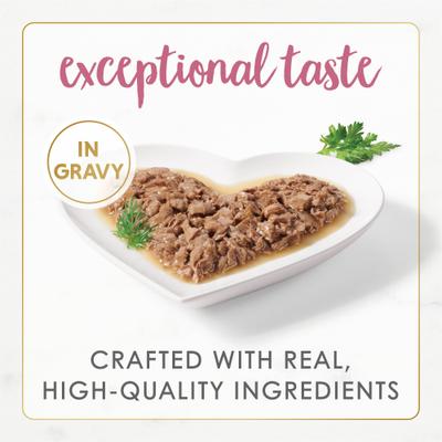 Comida enlatada para gatos Gourmet Naturals con salmón salvaje de Alaska y camarones en salsa, 3 oz, caja de 12